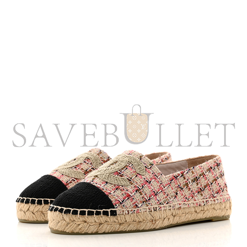 Ch*el tweed cc espadrilles pink black g29762